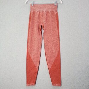 PINK Women Activewear Pants Small Orange Seamless Leggings Victoria's Secret